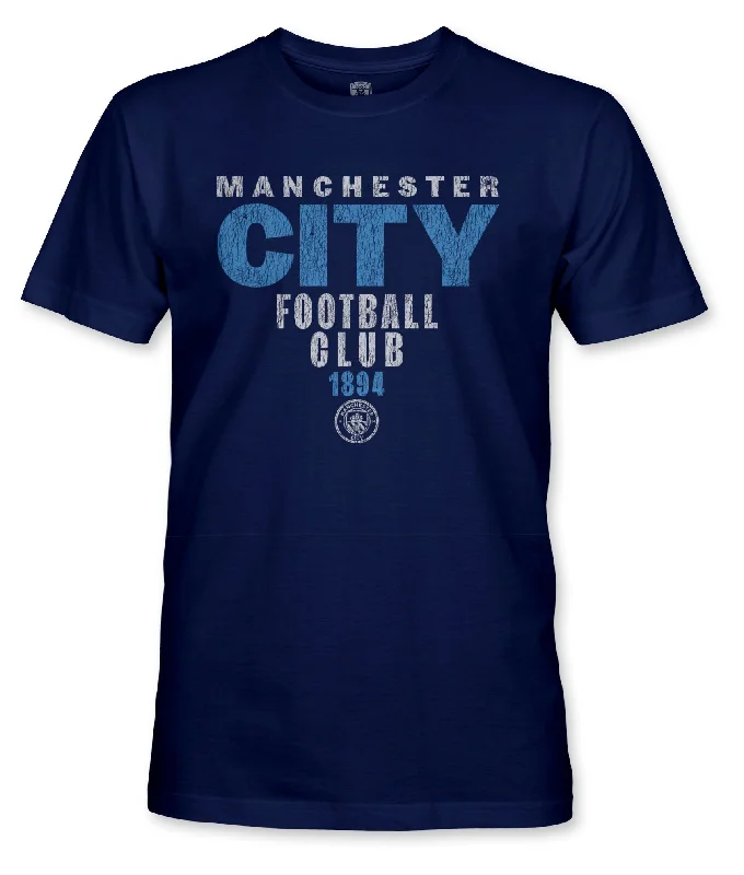 Manchester City FC Tapered Text Cotton T-shirt - Navy