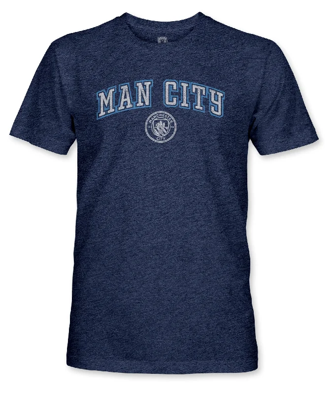 Manchester City FC Athletic Wordmark Vintage Triblend T-Shirt - Navy