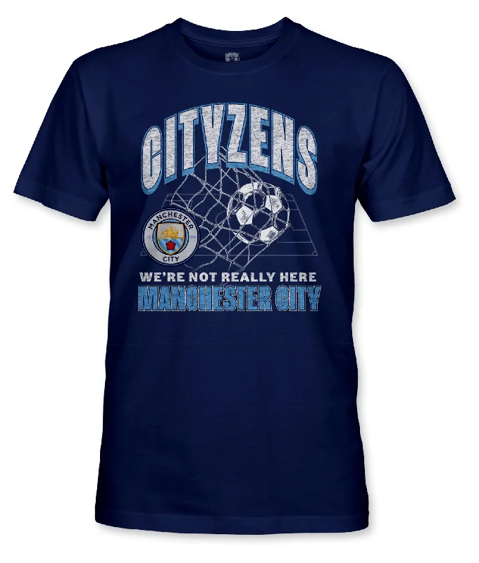 Manchester City FC Break Thru Illustration Cotton T-Shirt - Navy