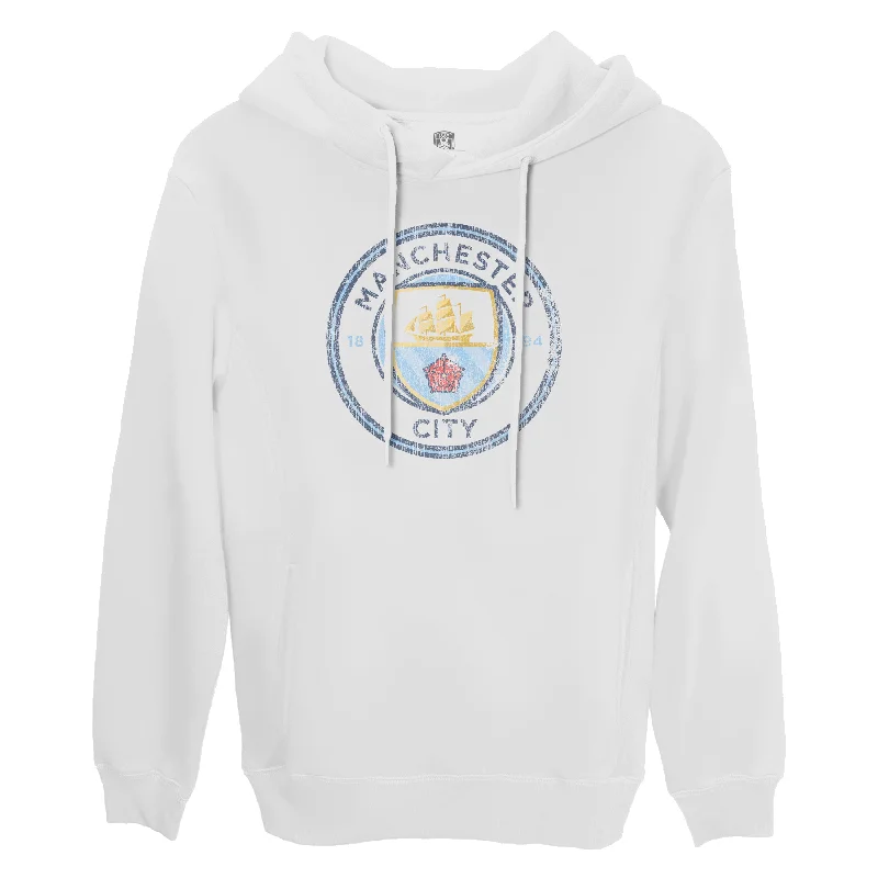 Manchester City FC Color Badge Fleece Pullover Hoodie - White