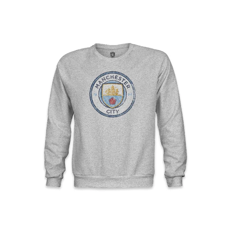 Manchester City FC Color Badge Youth Crewneck Sweatshirt - Grey