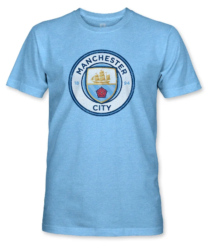 Manchester City FC Color Badge Vintage Triblend T-Shirt - Sky Blue