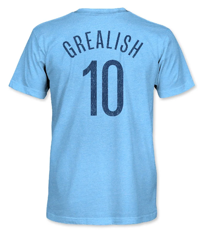 Manchester City FC Jack Grealish Vintage Triblend T-Shirt - Sky Blue