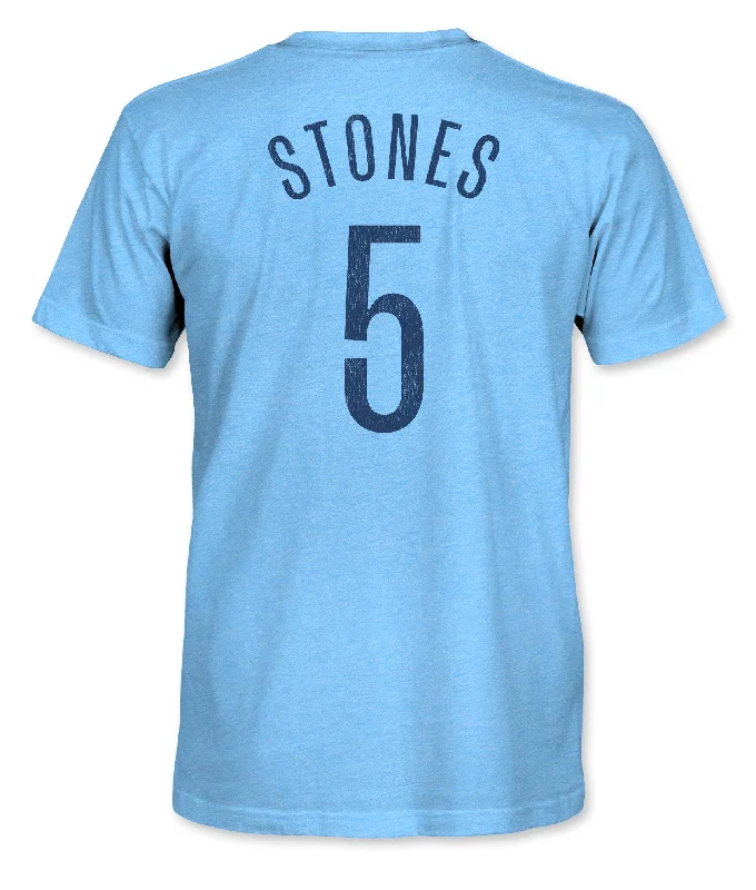 Manchester City FC John Stones Vintage Triblend T-Shirt - Sky Blue