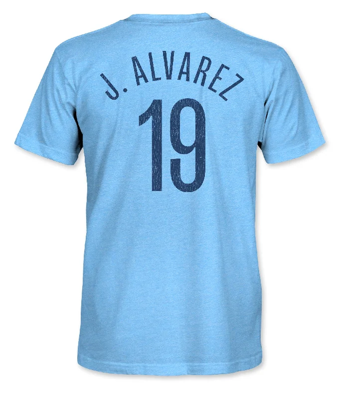 Manchester City FC Julian Alvarez Vintage Triblend T-Shirt - Sky Blue