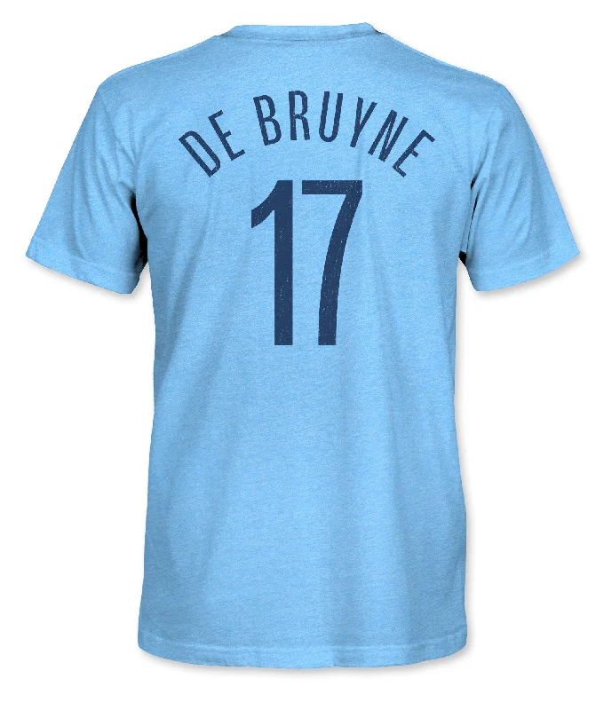 Manchester City FC Kevin De Bruyne Vintage Triblend T-Shirt - Sky Blue