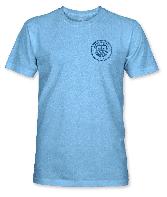 Manchester City FC Left Mono Badge Vintage Triblend T-shirt - Sky Blue