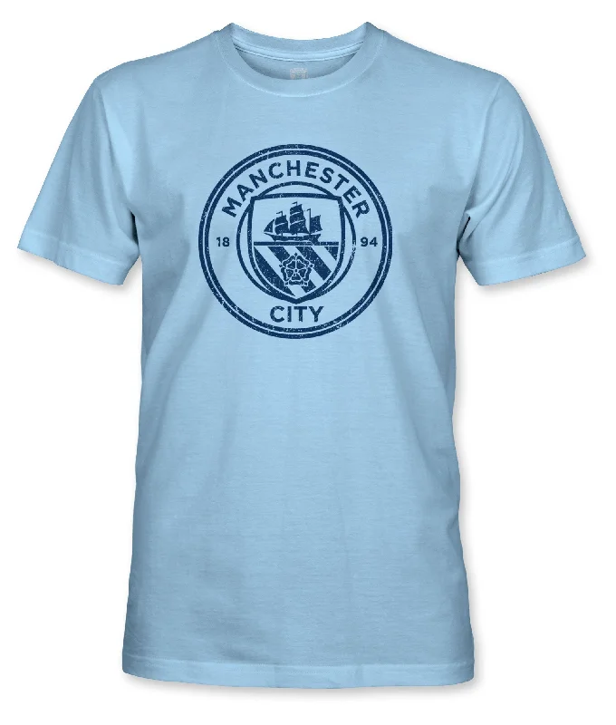 Manchester City FC Mono Badge Cotton T-shirt - Sky Blue