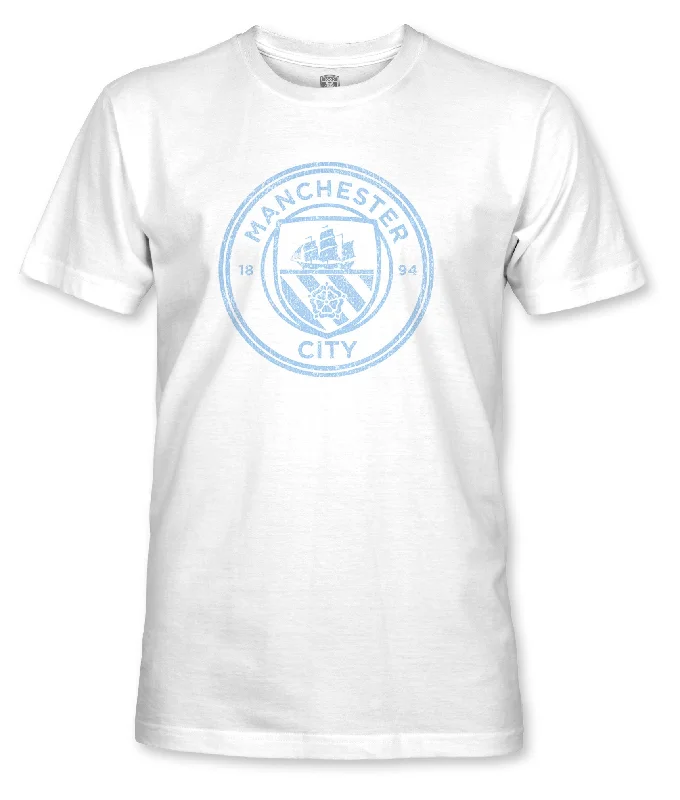 Manchester City FC Mono Badge Cotton T-shirt - White