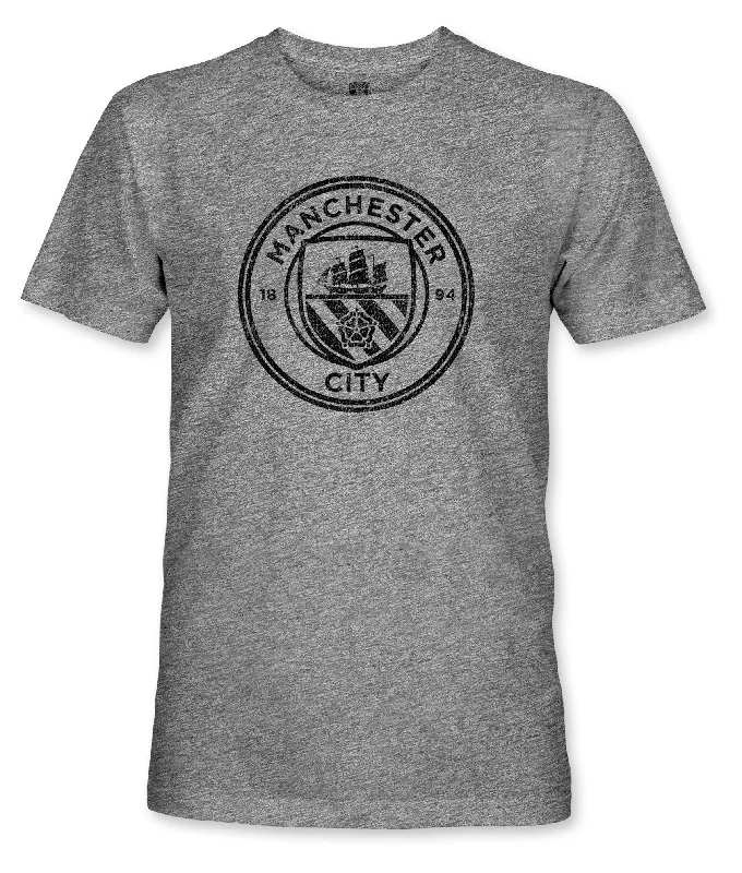 Manchester City FC Mono Badge Vintage Triblend T-shirt - Grey