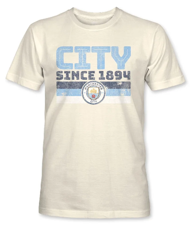 Manchester City FC Retro Stripes Cotton T-shirt - Natural