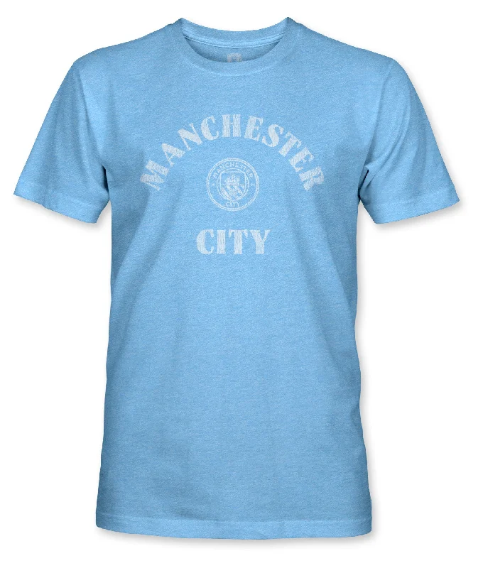 Manchester City FC Team Arch Vintage Triblend T-shirt - Sky Blue