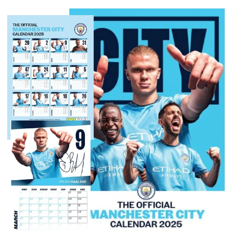 Manchester City Official 2025 A3 Calendar