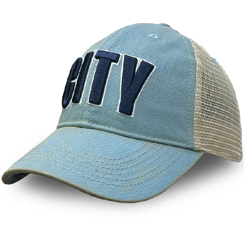 Manchester City Washed Vintage Trucker Hat - Sky Blue