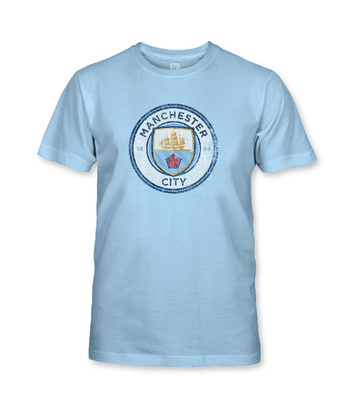 Manchester City Youth Color Badge Cotton T-Shirt - Sky Blue