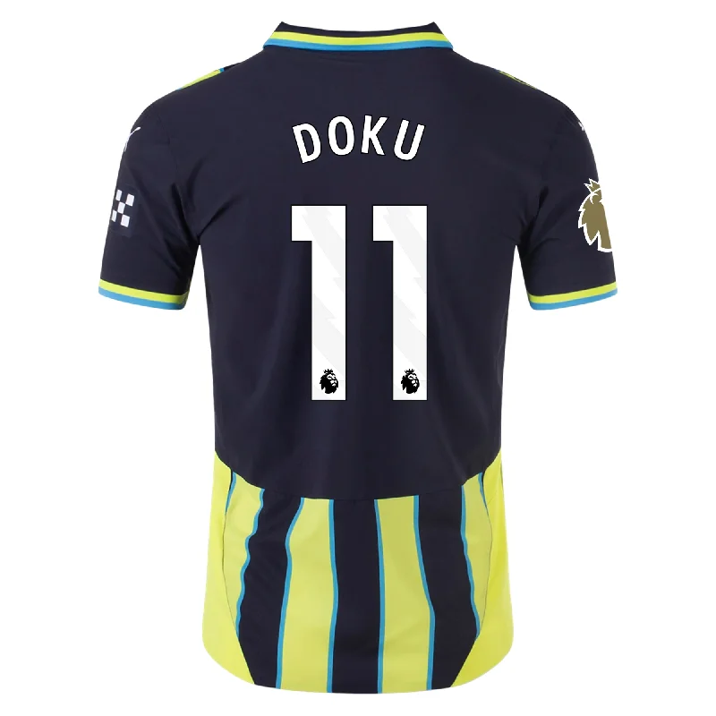 Puma Manchester City Authentic Jeremy Doku Away Jersey w/ EPL + Club World Cup Patch 24/25 (New Navy/Yellow Glow)