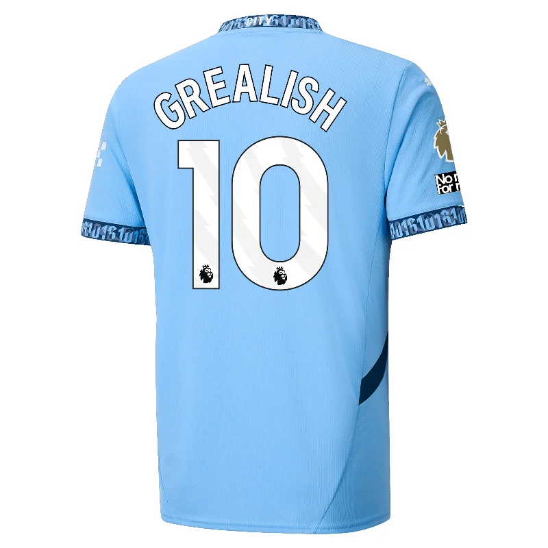 Puma Manchester City Jack Grealish Home Jersey w/ EPL + No Room For Racism + Club World Cup Patches 24/25 (Team Light Blue/Marine Blue)