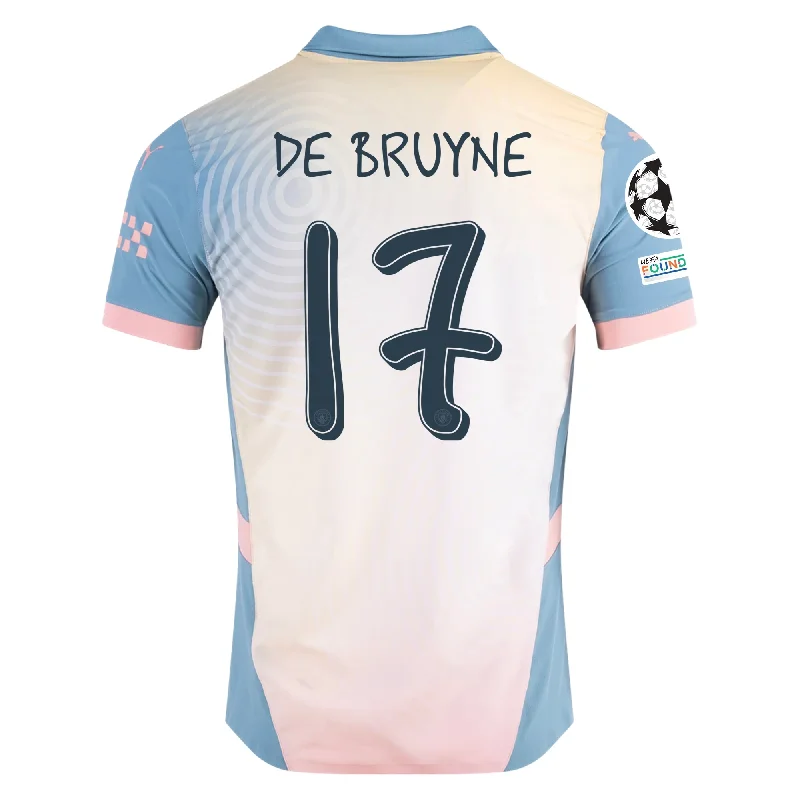 Puma Manchester City Kevin De Bruyne Authentic Fourth Jersey w/ Champions League + Club World Cup Patch 24/25 (Rosebay/Bold Blue)