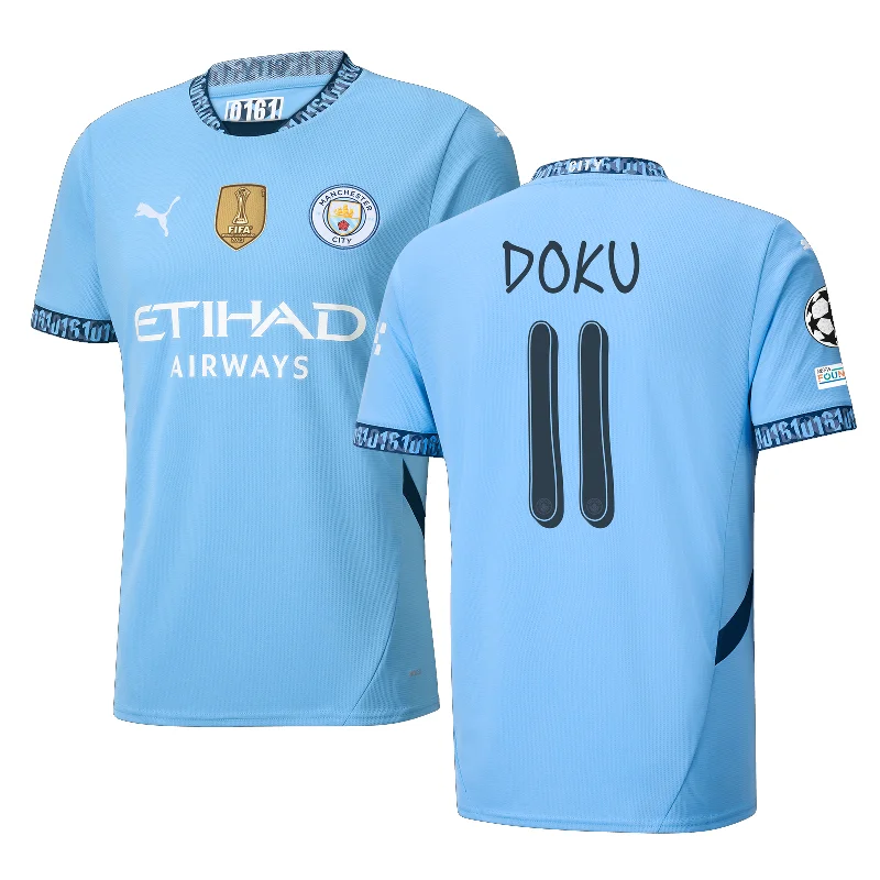 Puma Manchester Jérémy Doku Home Jersey w/ Champions League + Club World Cup Patch 24/25 (Team Light Blue/Marine Blue)