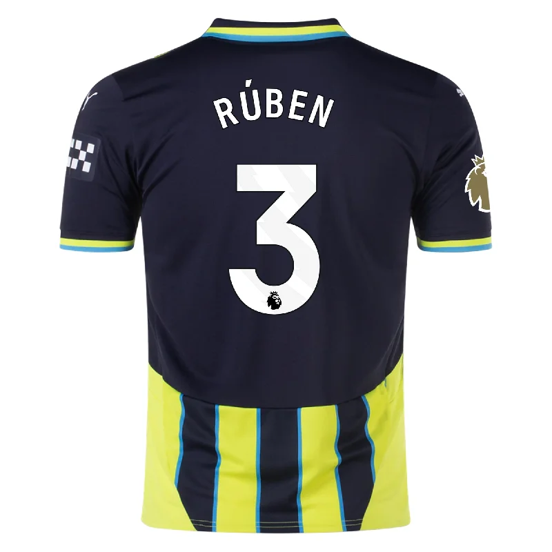 Puma Manchester City Ruben Dias Away Jersey w/ EPL + Club World Cup Patch 24/25 (New Navy/Yellow Glow)